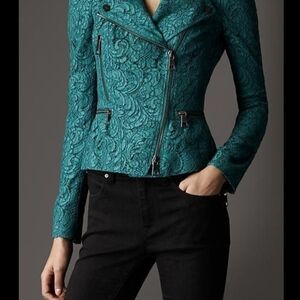 Burberry Teal Lace Women's Blazer